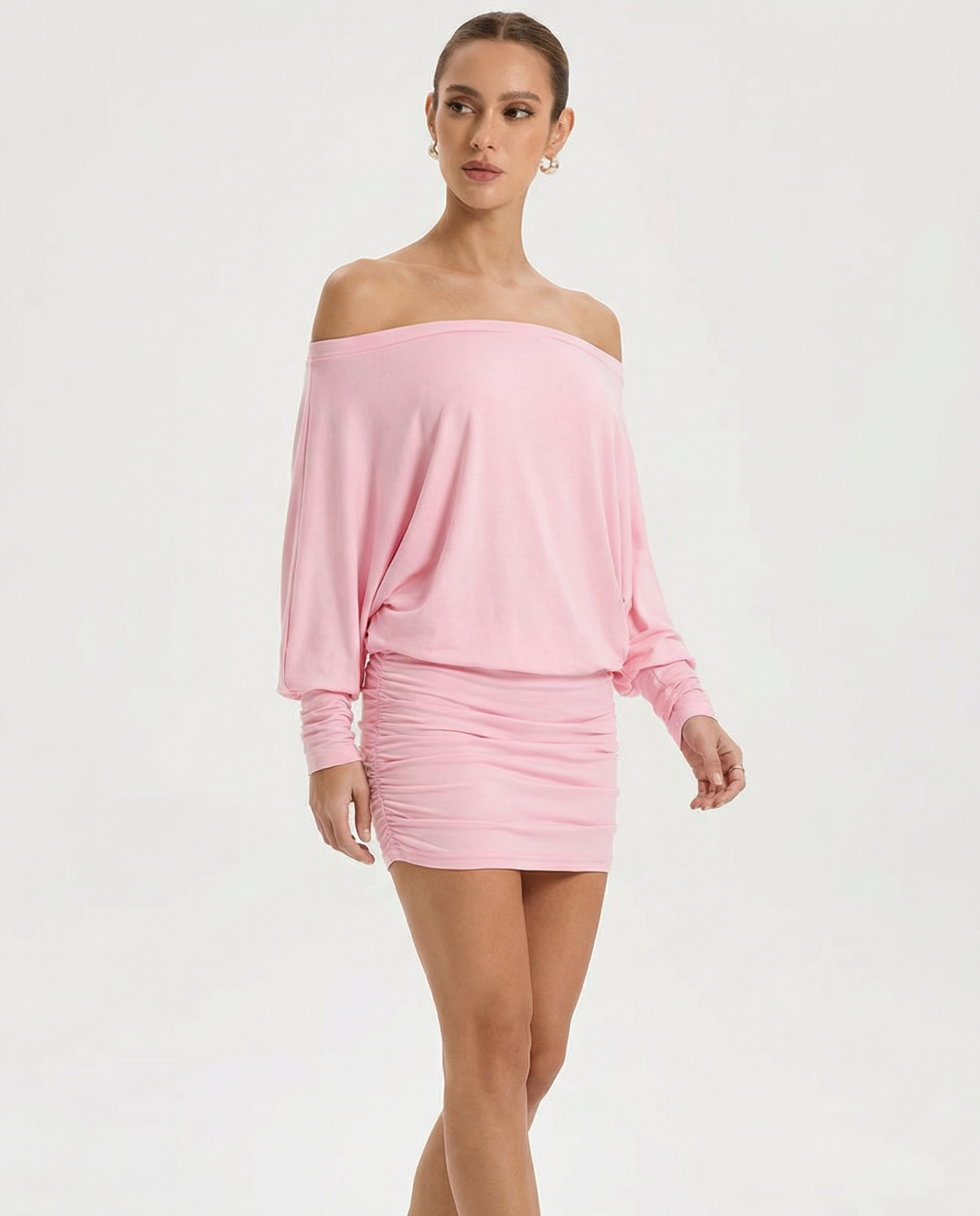 Jaimey | Draped Top Ruched Fitted Skirt Mini Dress