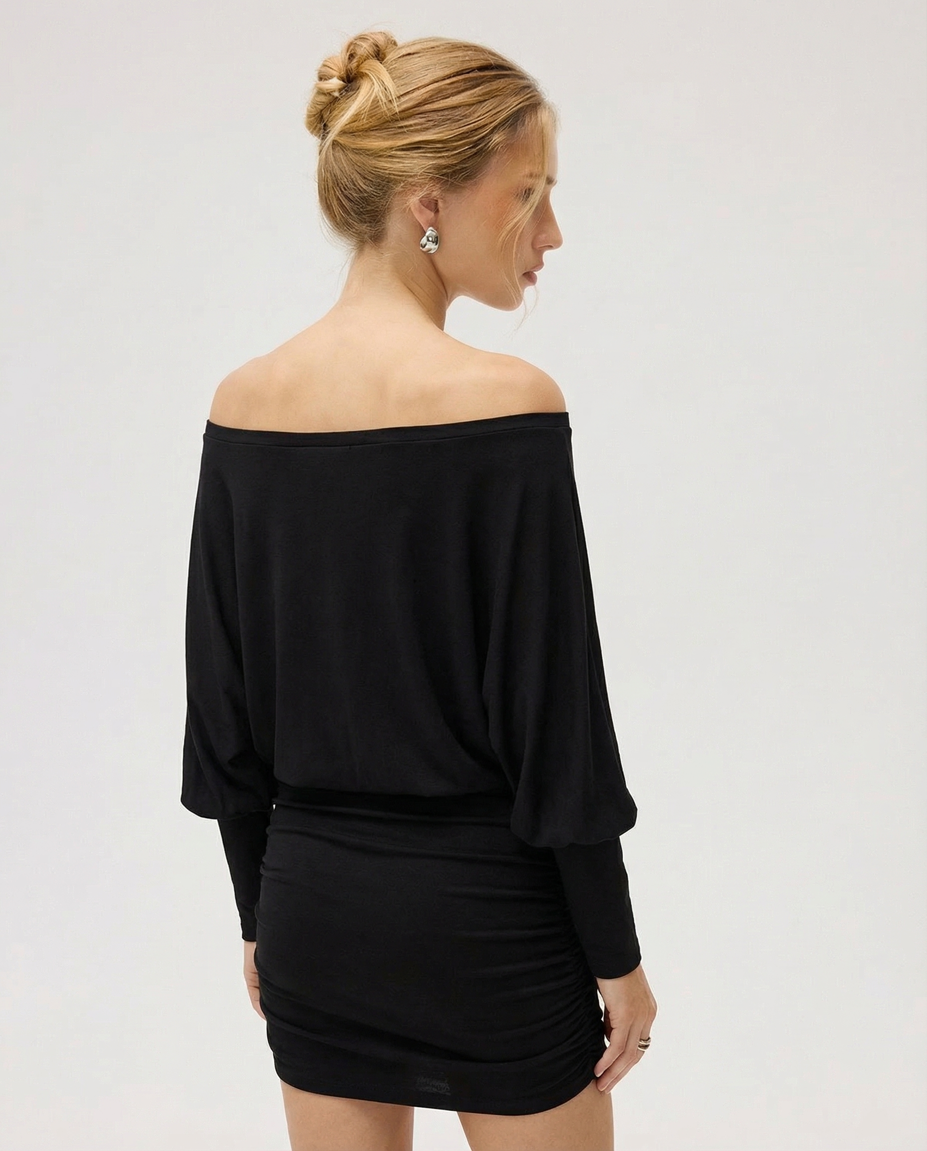 Sola | Ruched Mini Dress Draped Relaxed Top & Fitted Skirt