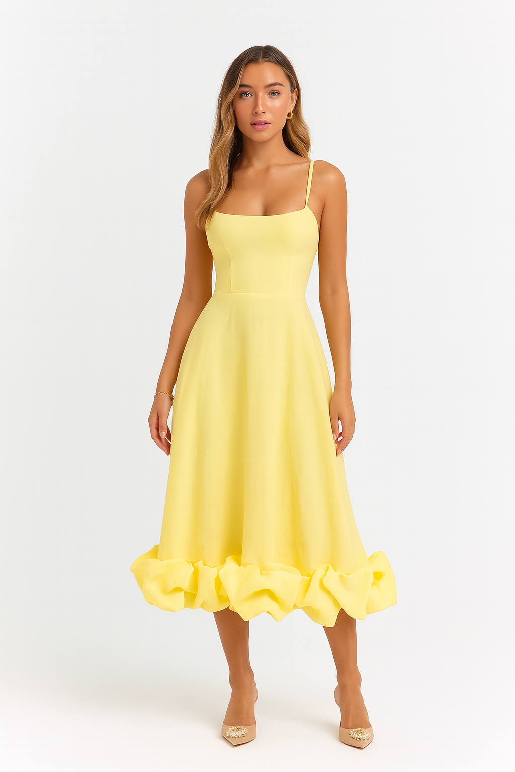 chiffon ruffle hem dress Cream Floral Chiffon Ruffle Hem Dress  PinkBlush