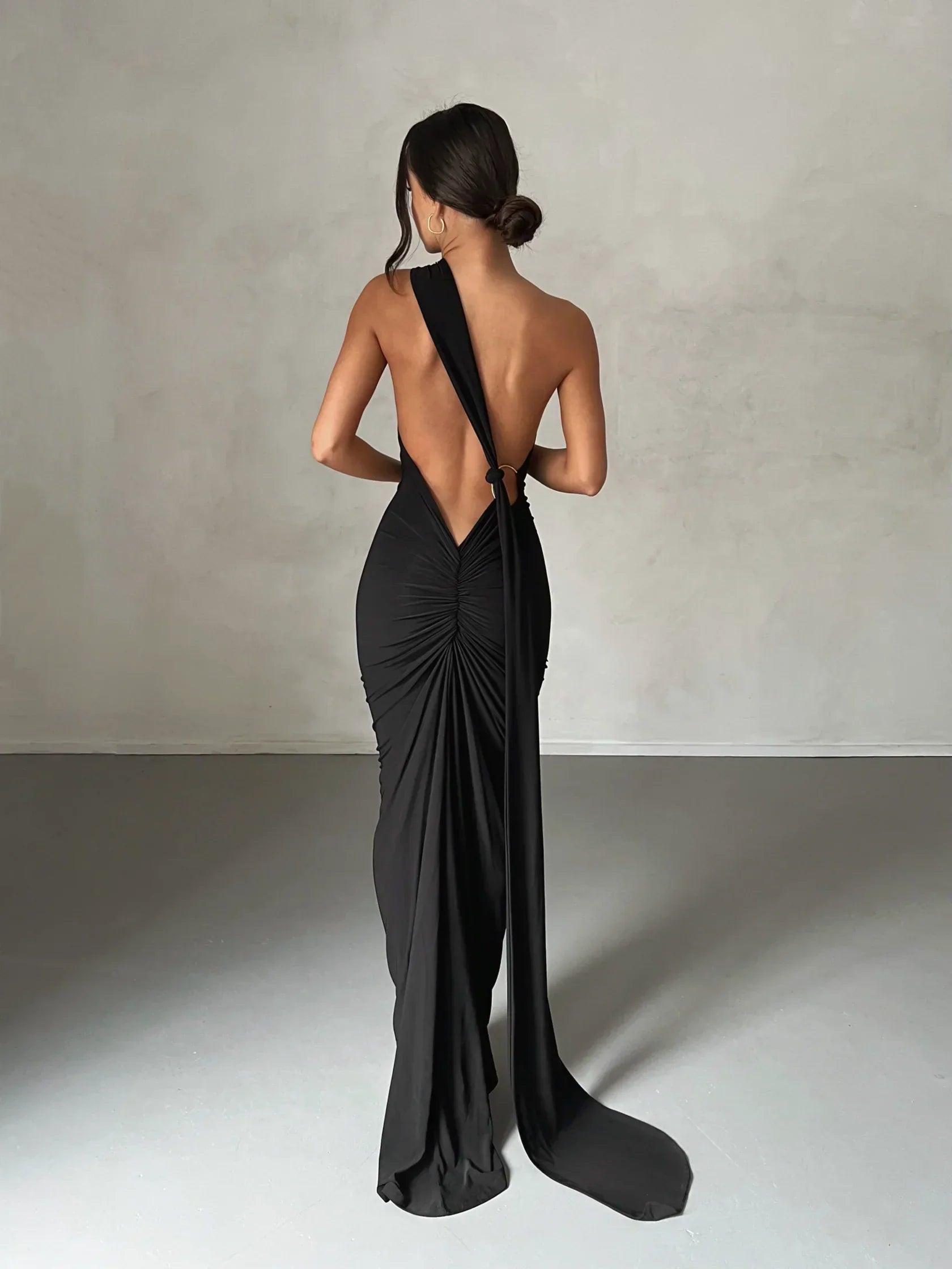 Tina | Versatile Sash One-Shoulder Grecian Maxi Dress