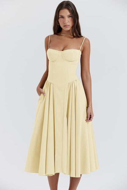 Calliope | Women's Sleeveless Structured Midi Summer Dress