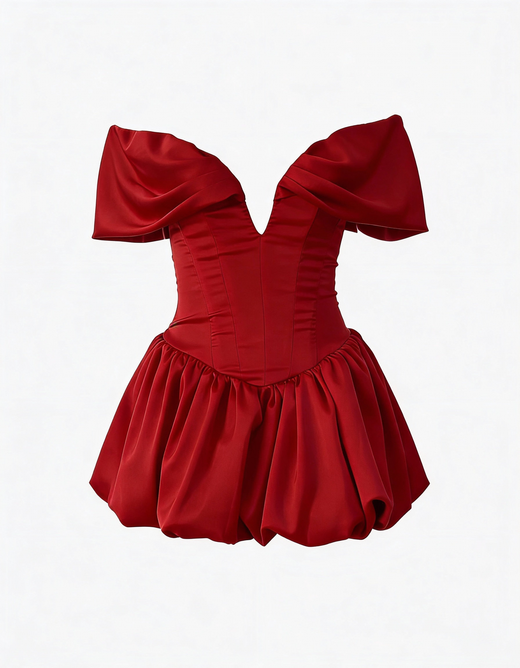 Nina | Off-Shoulder Deep Plunging V-cut Bubble Mini Dress