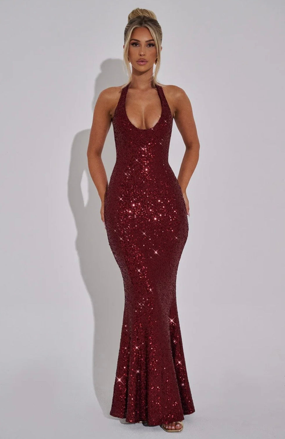 embellished fishtail maxi dress Glamrae Elegant Luxurious Sheer Long Sleeve Sequin Beaded Satin Ruched Split Fishtail Maxi Dress,Heavily Embellished Evening Gown For Wedding Guest & Formal