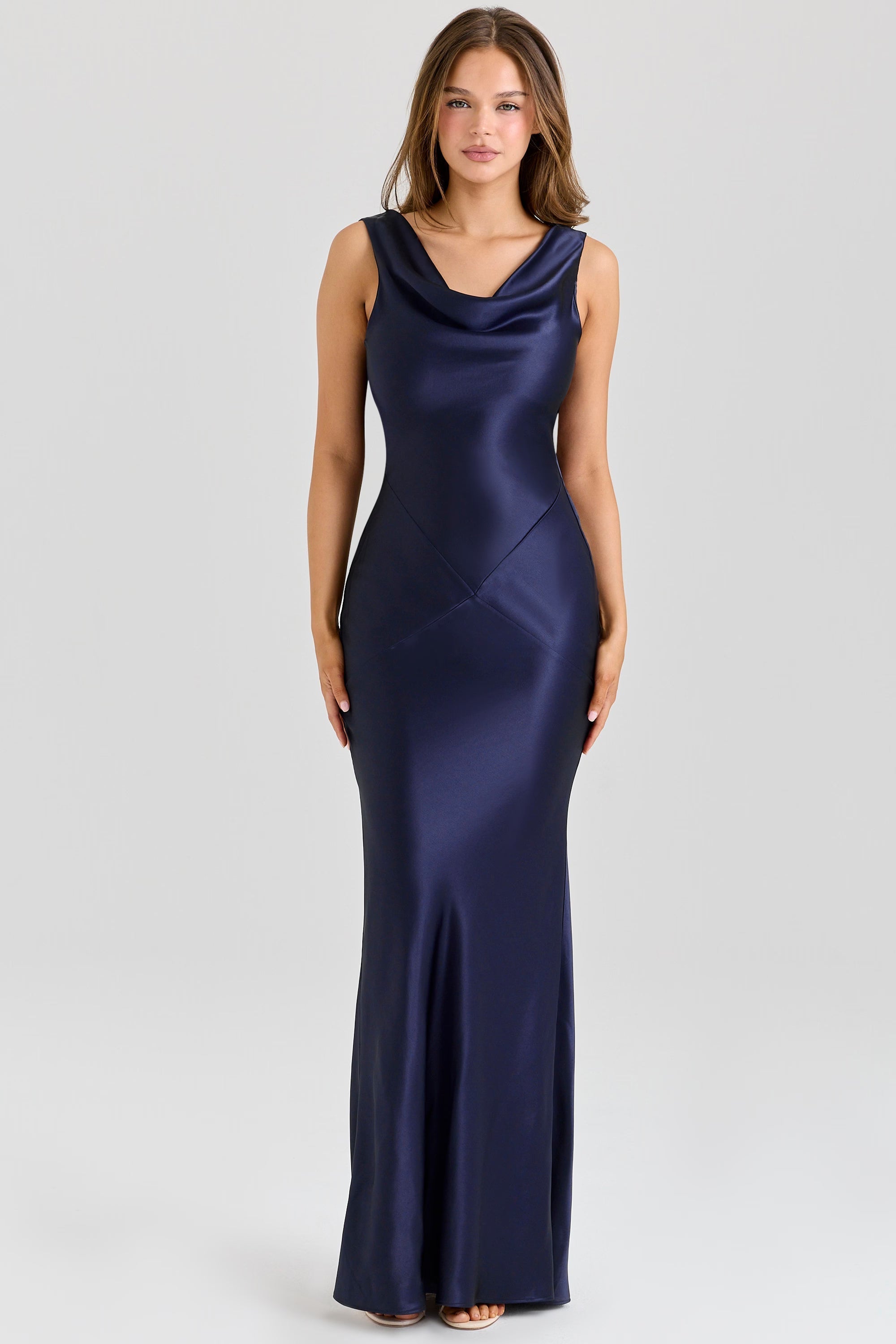Deep Sapphire Satin Cowl Neck Maxi Dress Deep Sapphire Satin Cowl Neck Maxi Dress