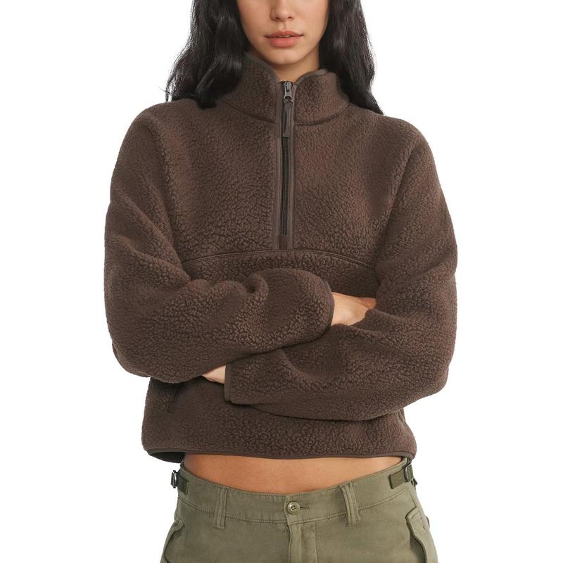 Warm Half-Zip Cropped Fleece Pullover | LouLou Couture