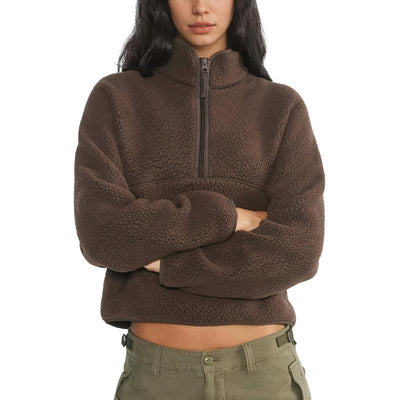 Warm Half-Zip Cropped Fleece Pullover | LouLou Couture