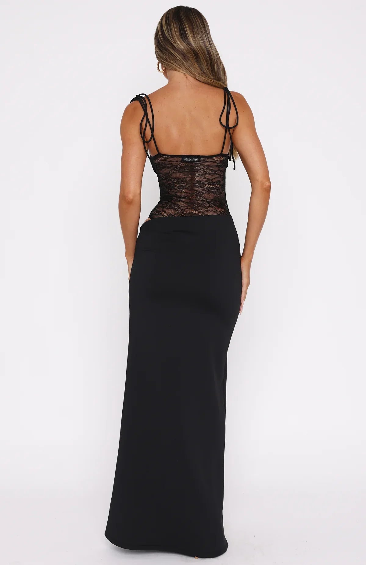 Amelie | Sheer Lace Bodice Cut-Out Maxi Dress
