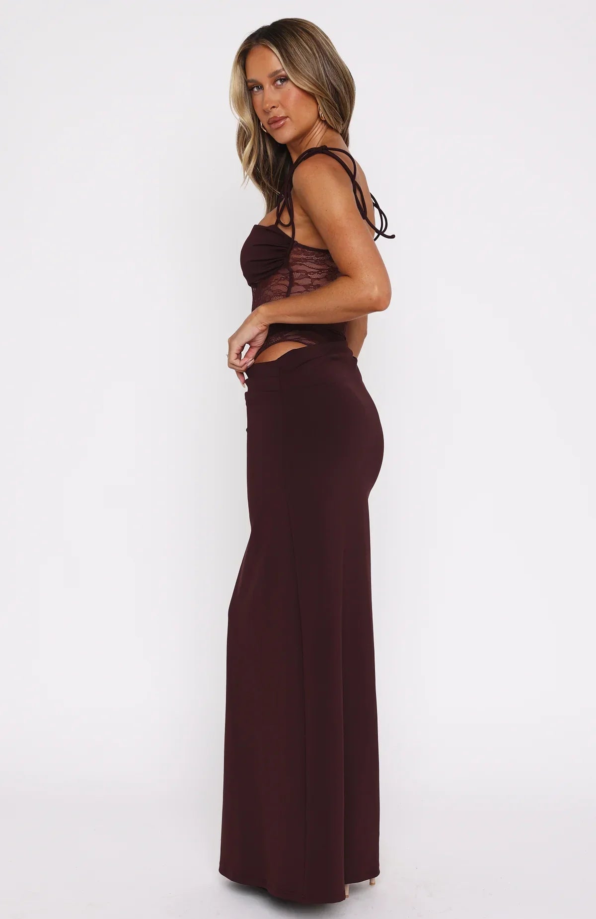Amelie | Sheer Lace Bodice Cut-Out Maxi Dress