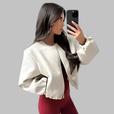 Long Sleeve Zipper Crop Top Jacket | LouLou Couture