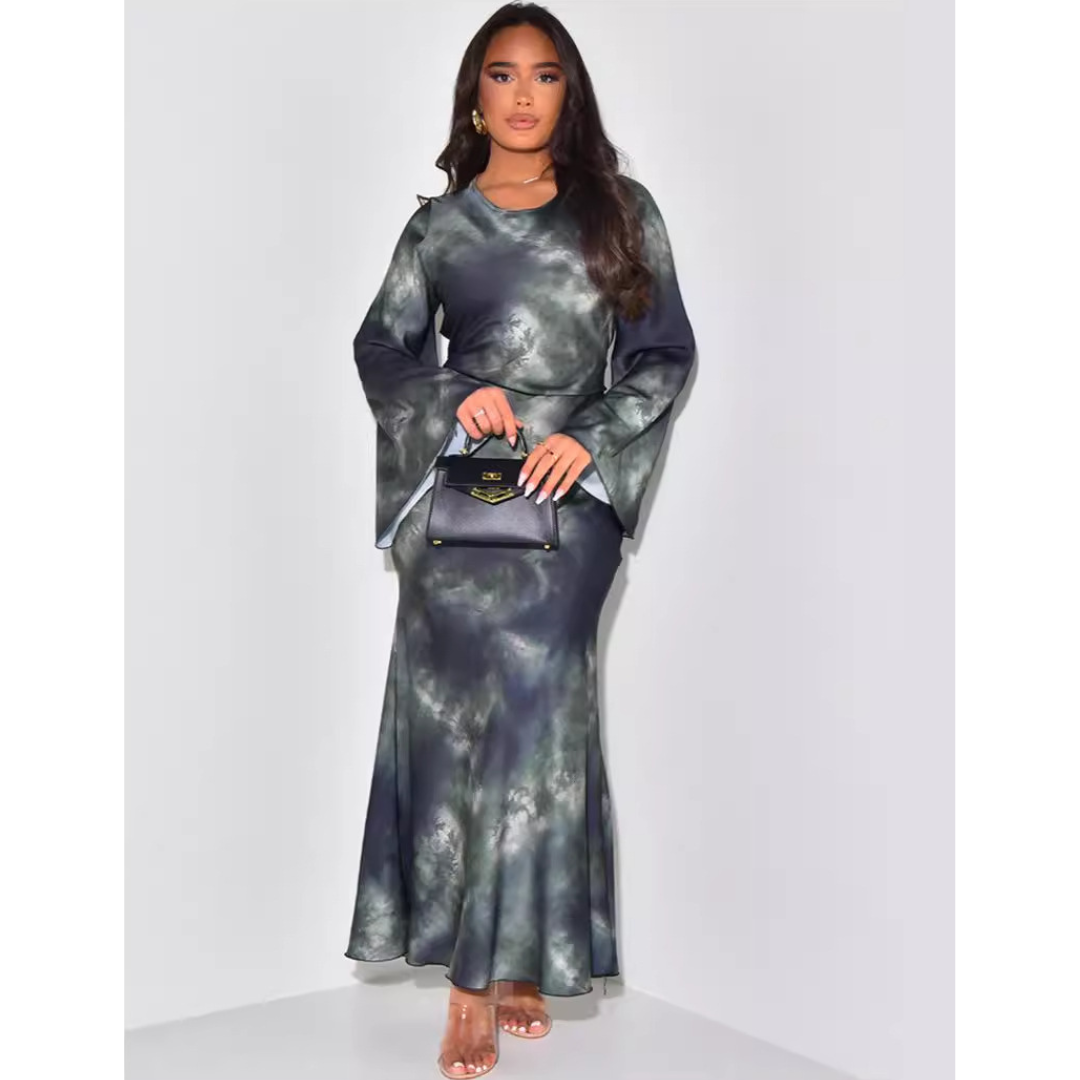 Elegant Satin Fitted with Tie Back Maxi Dress | LouLou Couture