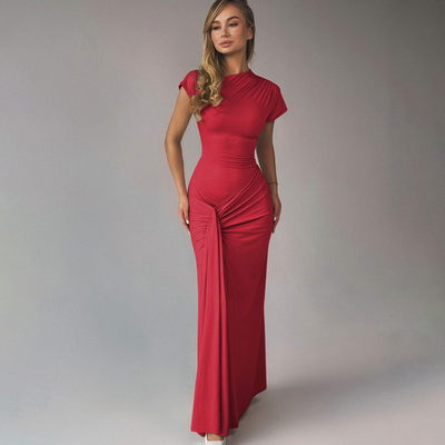 Elegant Wrap Ruched Bodycon Formal Dress | LouLou Couture