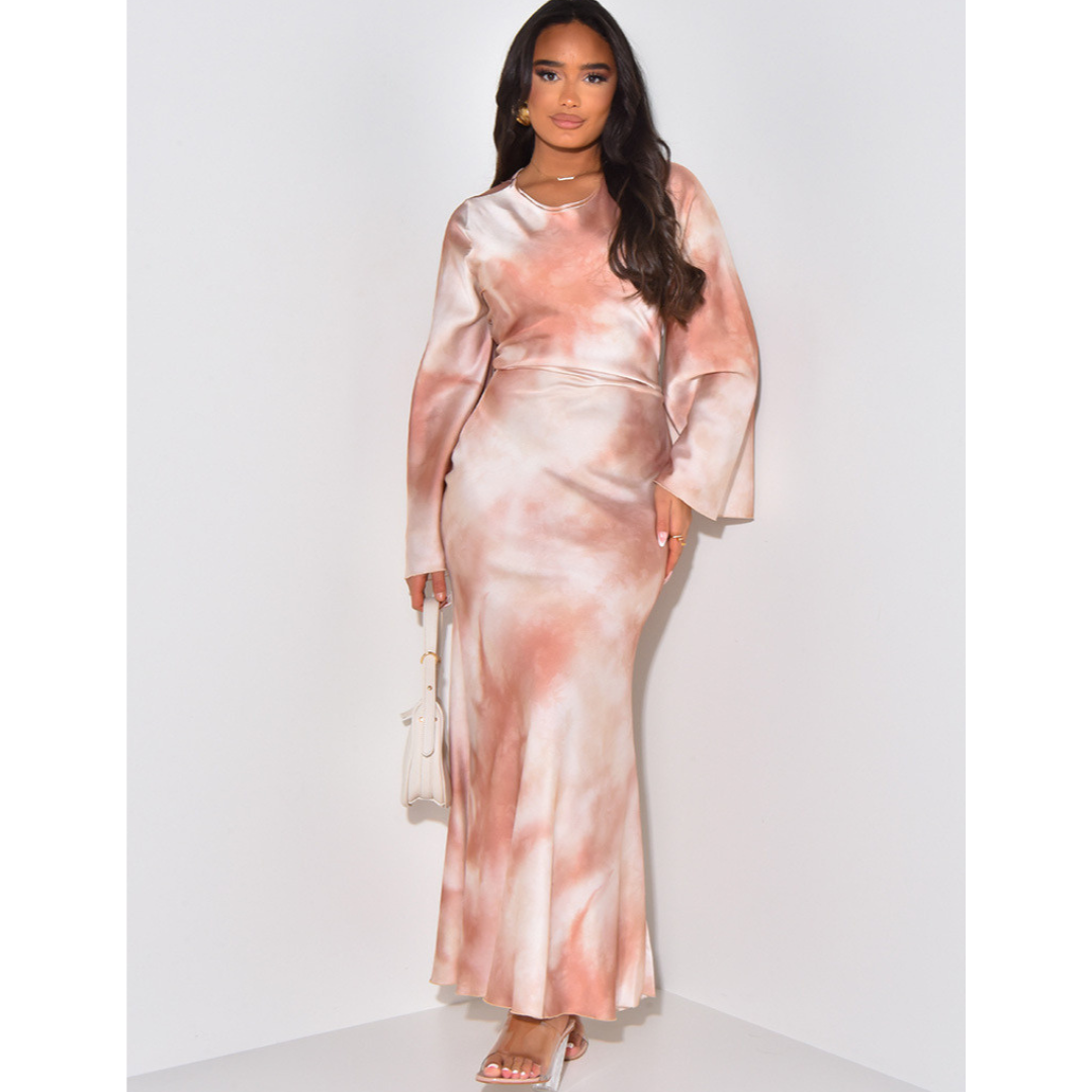 Elegant Satin Fitted with Tie Back Maxi Dress | LouLou Couture