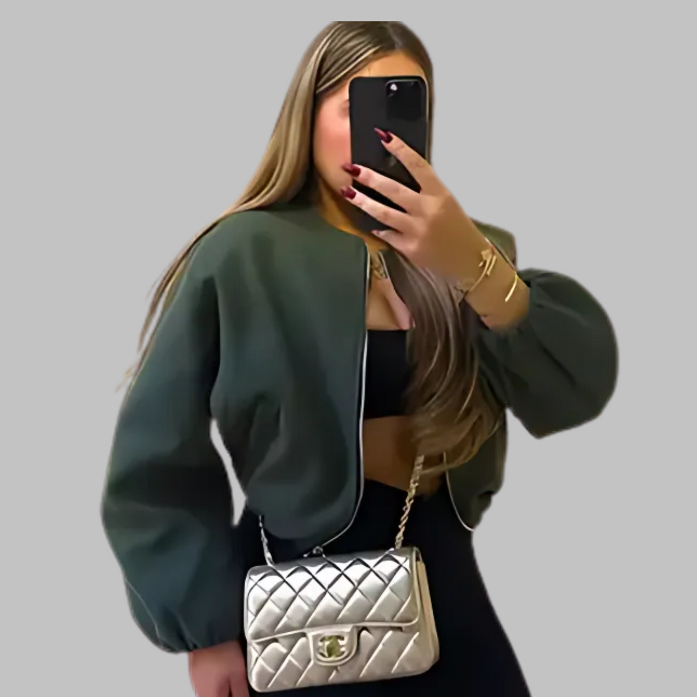 Long Sleeve Zipper Crop Top Jacket | LouLou Couture