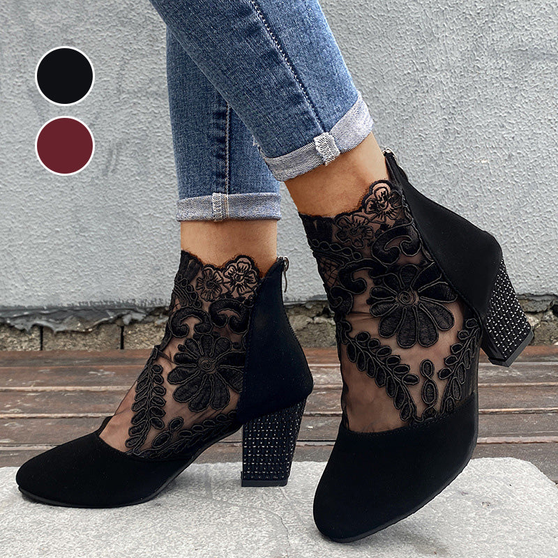 Chic Lace Heeled Boots | LouLou Couture