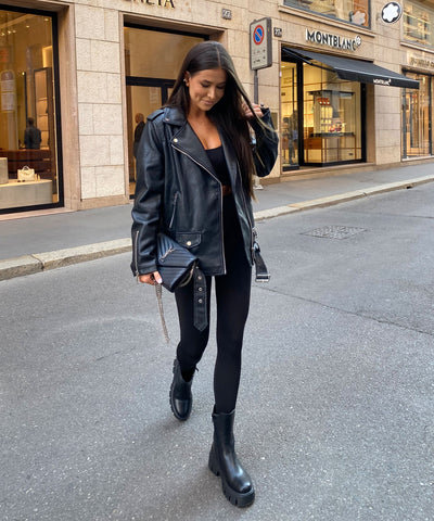 Black Steffie Leather Jacket | LouLou Couture