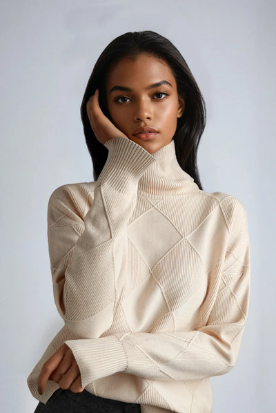 Turtleneck Sweater with Diamond Pattern | LouLou Couture