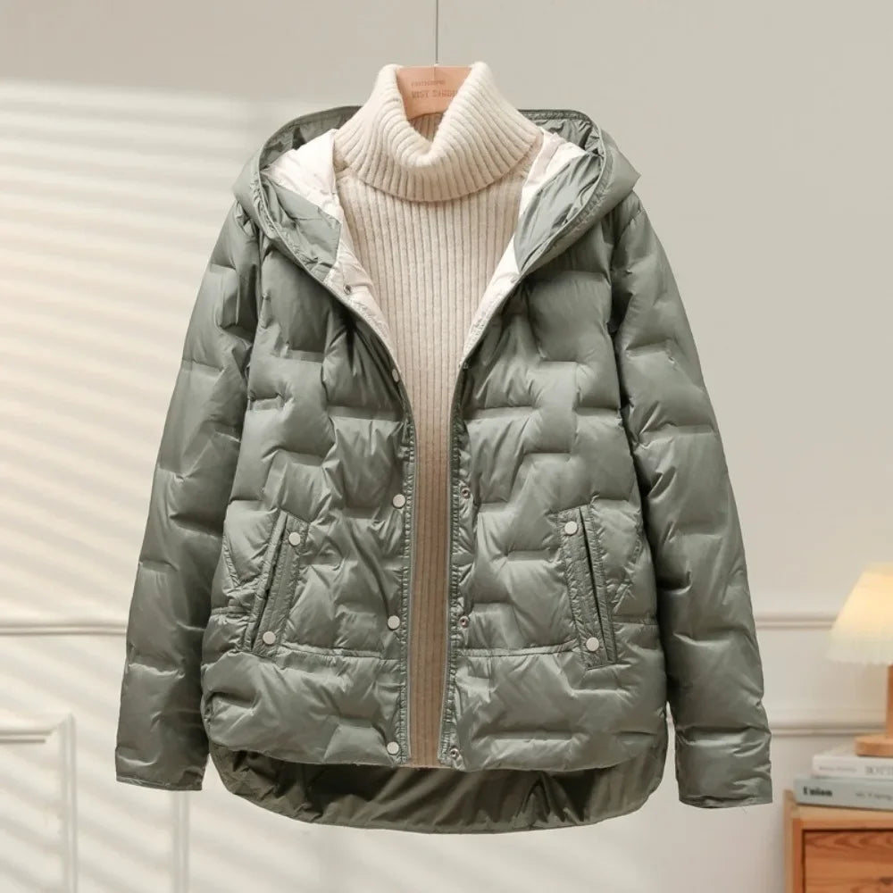 Quilted Winter Jacket With Hood and Zip | LouLou Couture