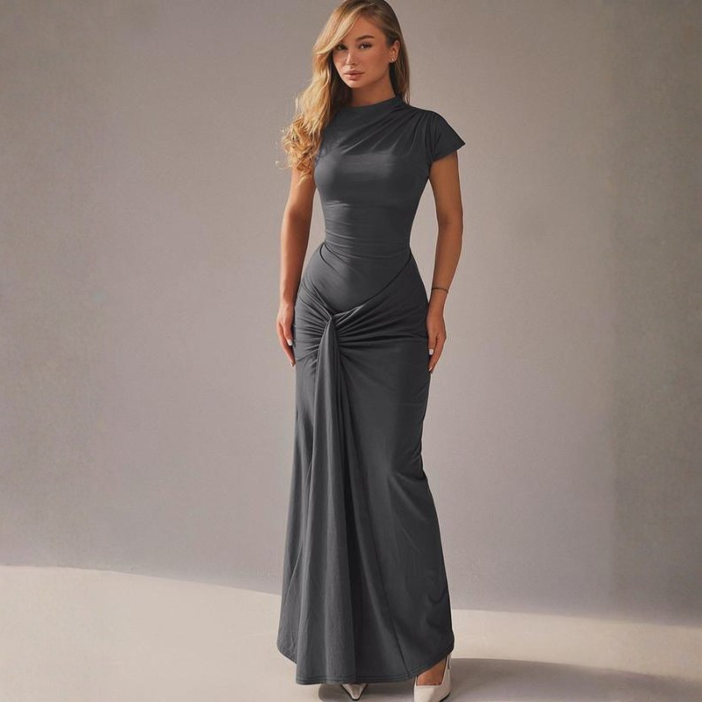 Elegant Wrap Ruched Bodycon Formal Dress | LouLou Couture
