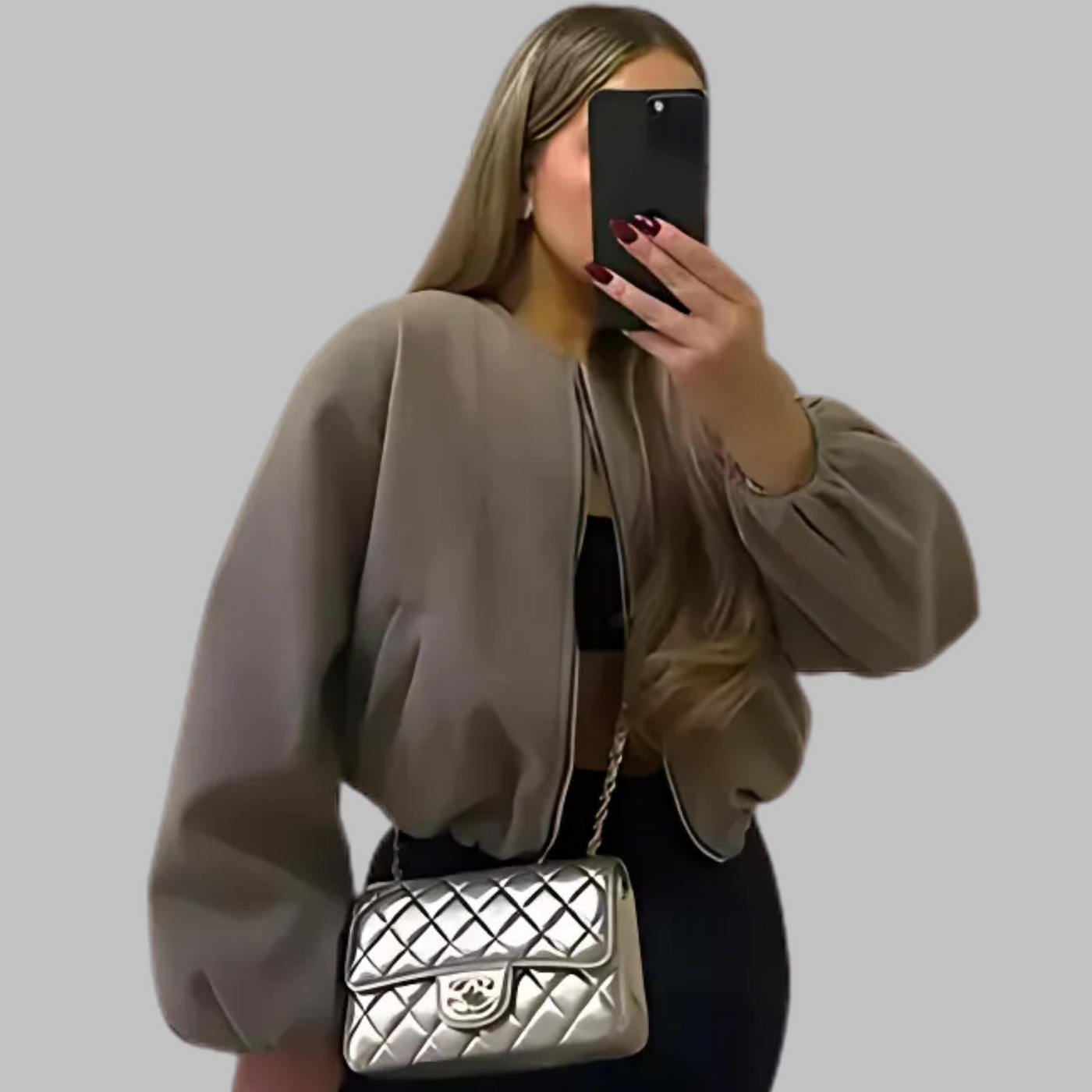 Long Sleeve Zipper Crop Top Jacket | LouLou Couture