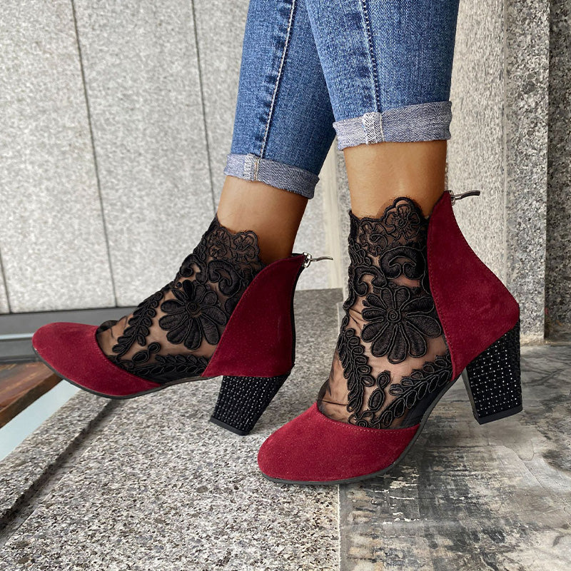 Chic Lace Heeled Boots | LouLou Couture