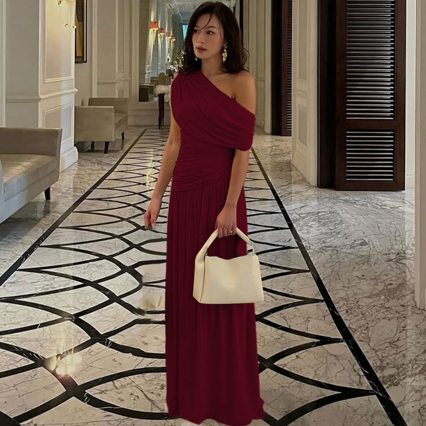 Elegant One Shoulder Evening Maxi Dress | LouLou Couture