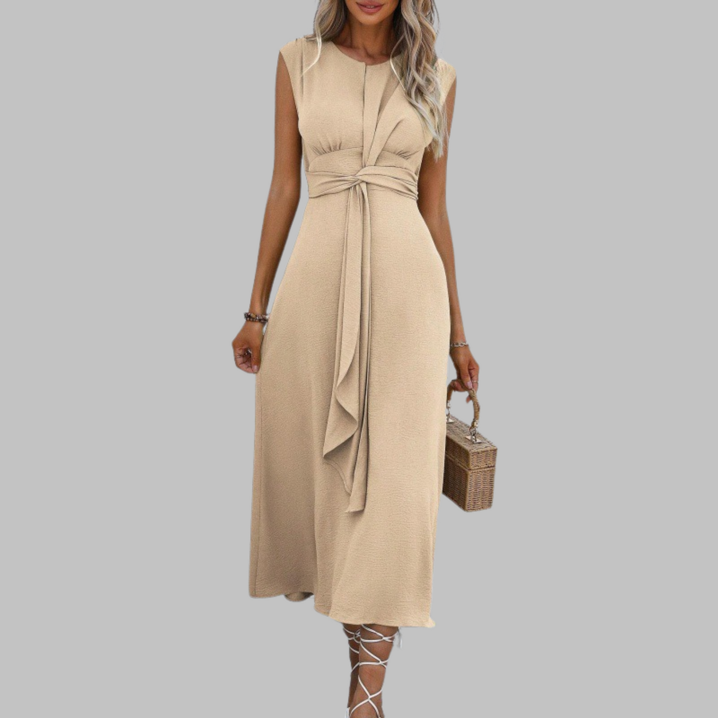 Elegant Sleeveless Round Neck Maxi Dress | LouLou Couture