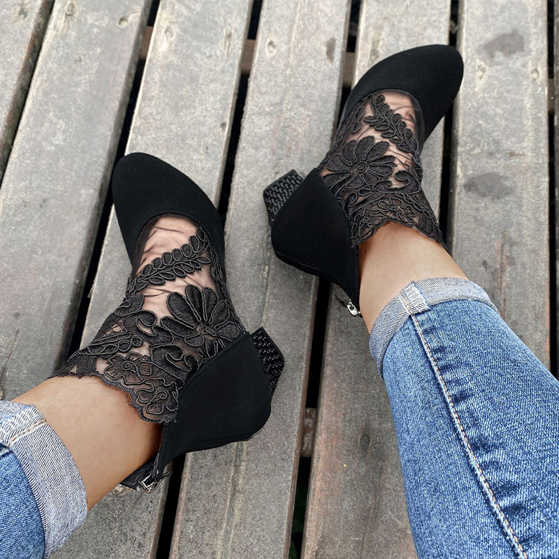 Chic Lace Heeled Boots | LouLou Couture