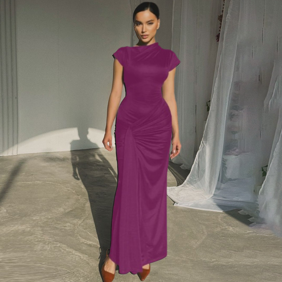 Elegant Wrap Ruched Bodycon Formal Dress | LouLou Couture