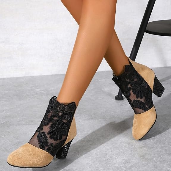 Chic Lace Heeled Boots | LouLou Couture