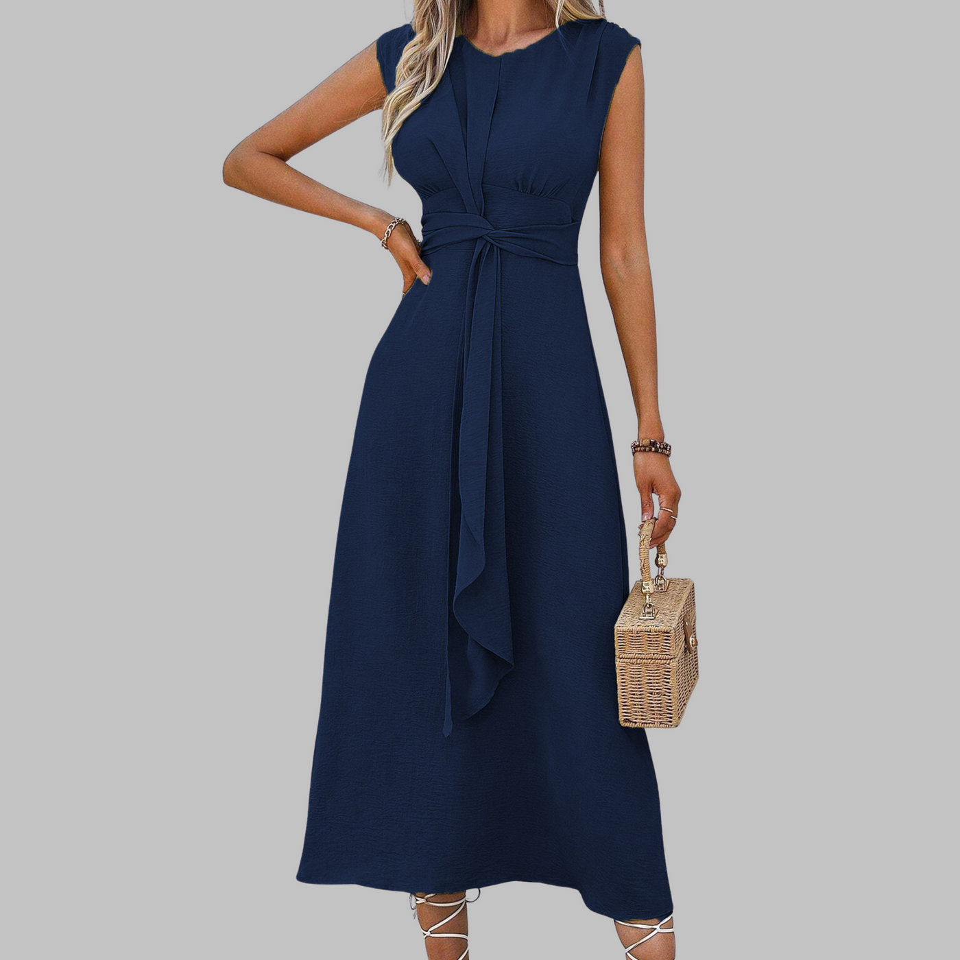 Elegant Sleeveless Round Neck Maxi Dress | LouLou Couture