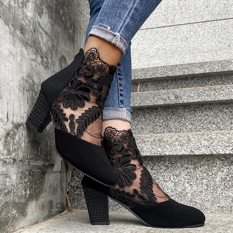 Chic Lace Heeled Boots | LouLou Couture