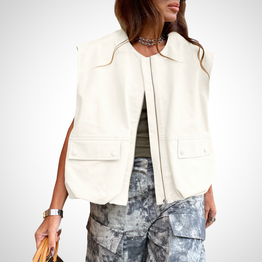 Casual Sleeveless Loose Zipper Vest | LouLou Couture