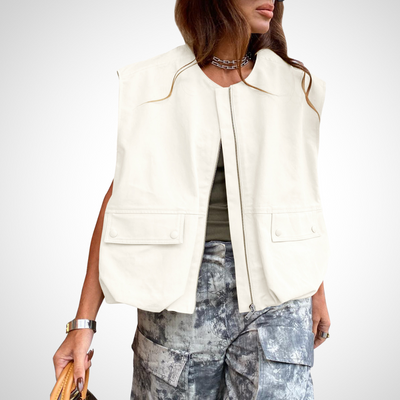 Casual Sleeveless Loose Zipper Vest | LouLou Couture