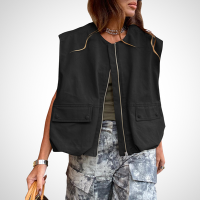 Casual Sleeveless Loose Zipper Vest | LouLou Couture