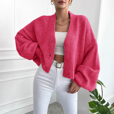 Casual Crop Lantern Sleeve Cardigan | LouLou Couture