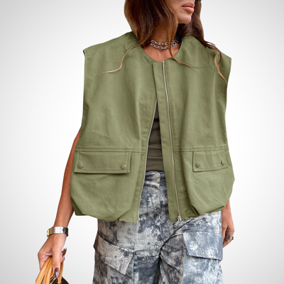 Casual Sleeveless Loose Zipper Vest | LouLou Couture