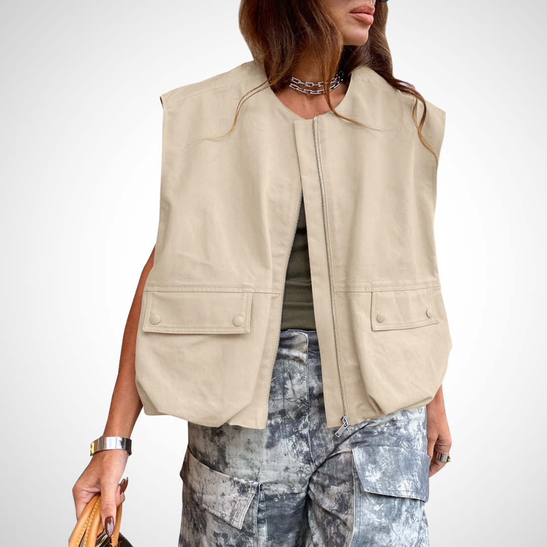 Casual Sleeveless Loose Zipper Vest | LouLou Couture