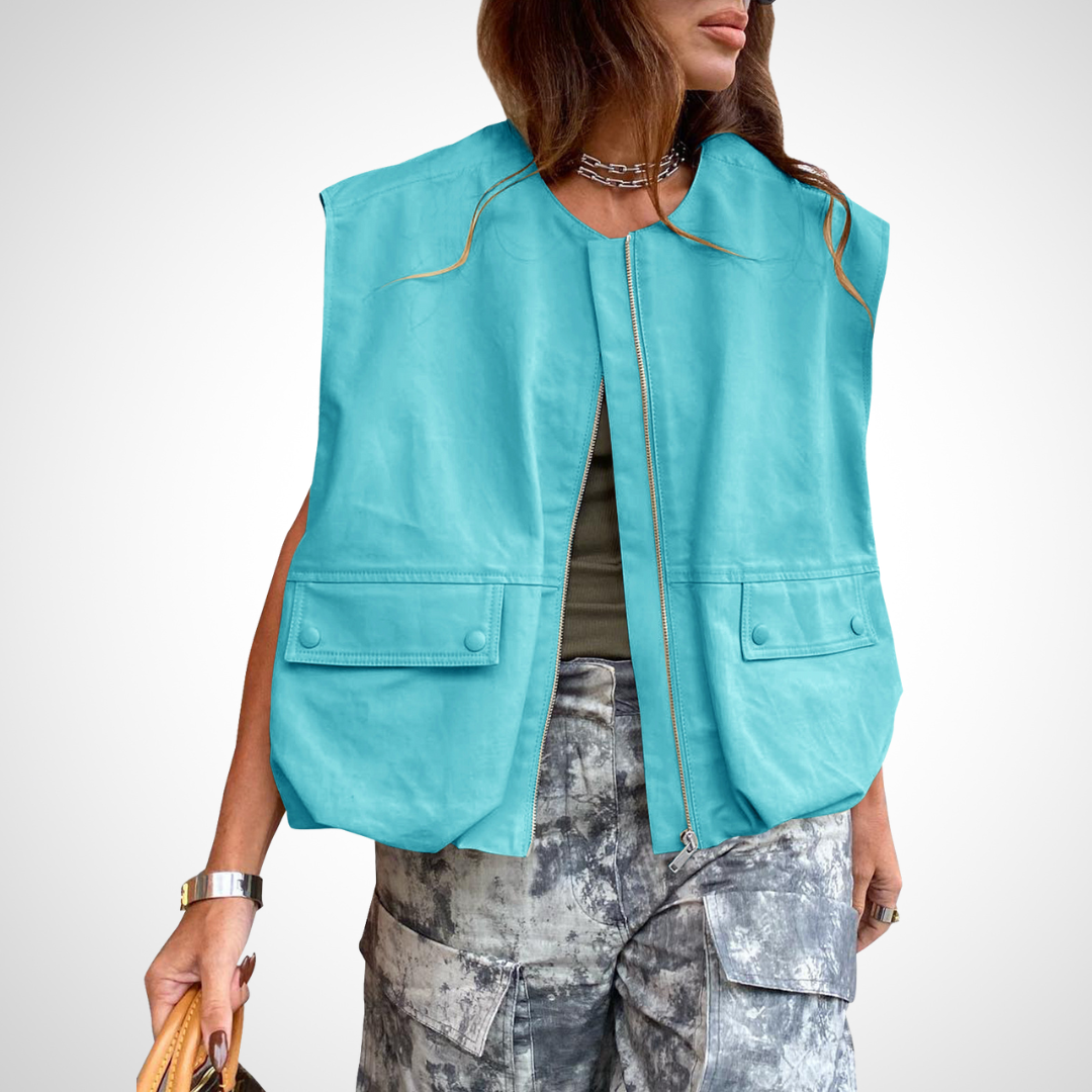 Casual Sleeveless Loose Zipper Vest | LouLou Couture