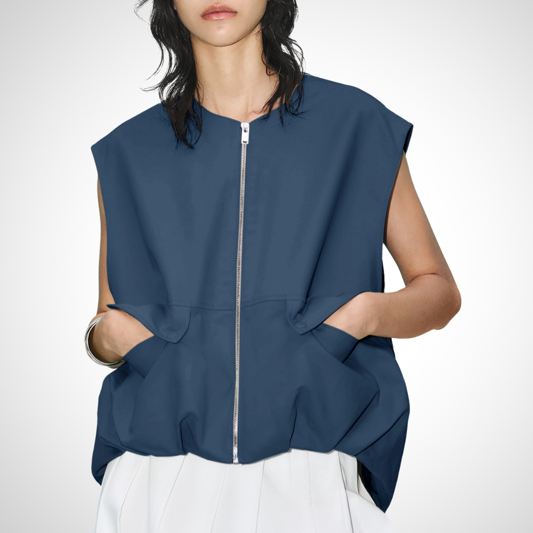 Casual Sleeveless Loose Zipper Vest | LouLou Couture