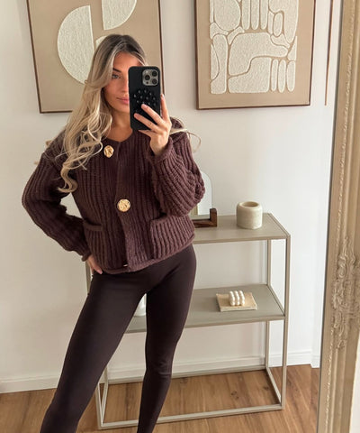 Brown Elegant Cardigan | LouLou Couture