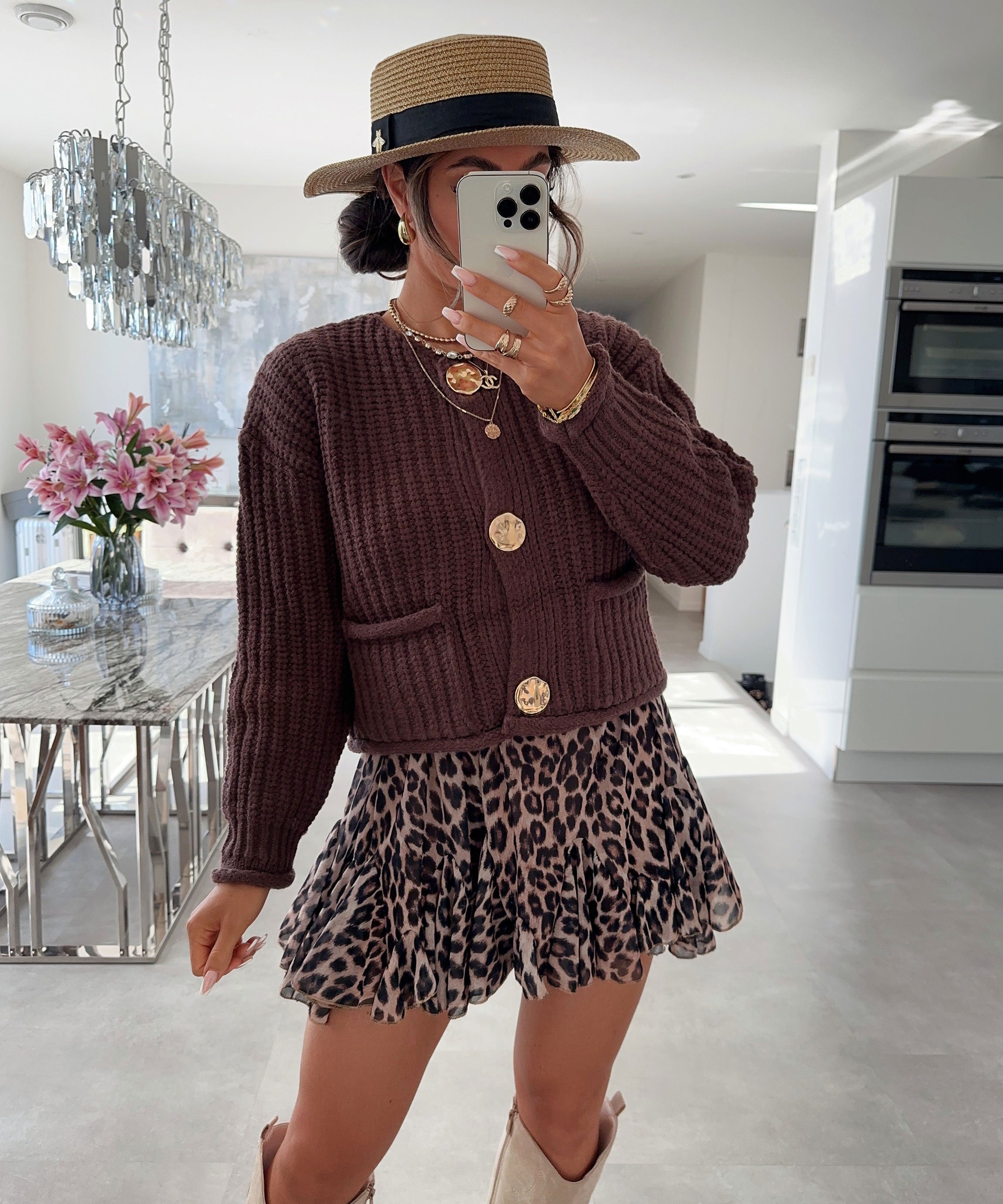 Brown Elegant Cardigan | LouLou Couture - LouLou Couture