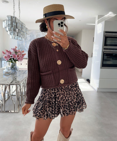 Brown Elegant Cardigan | LouLou Couture