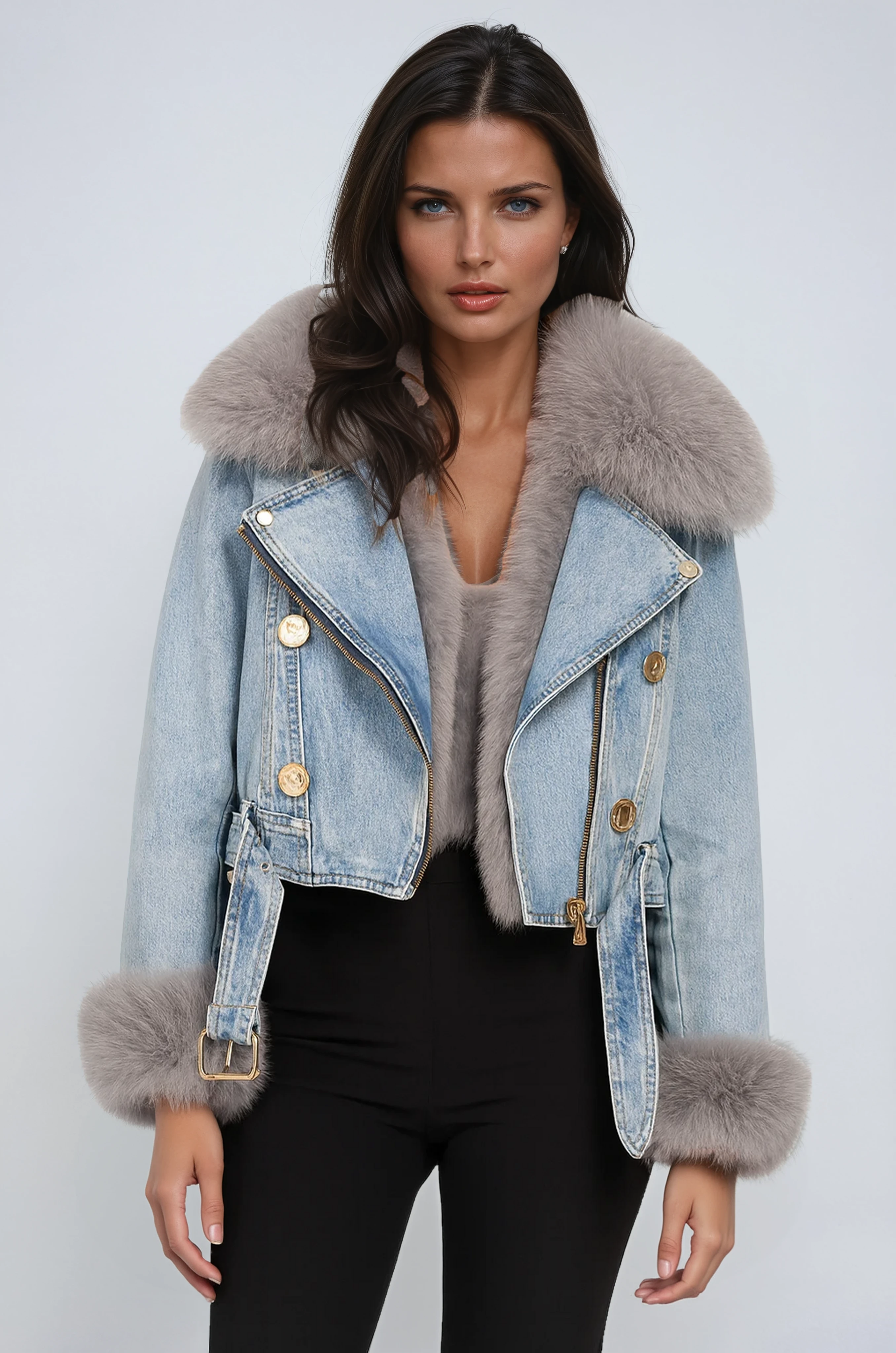 Denim Jacket with Fur Lining | LouLou Couture