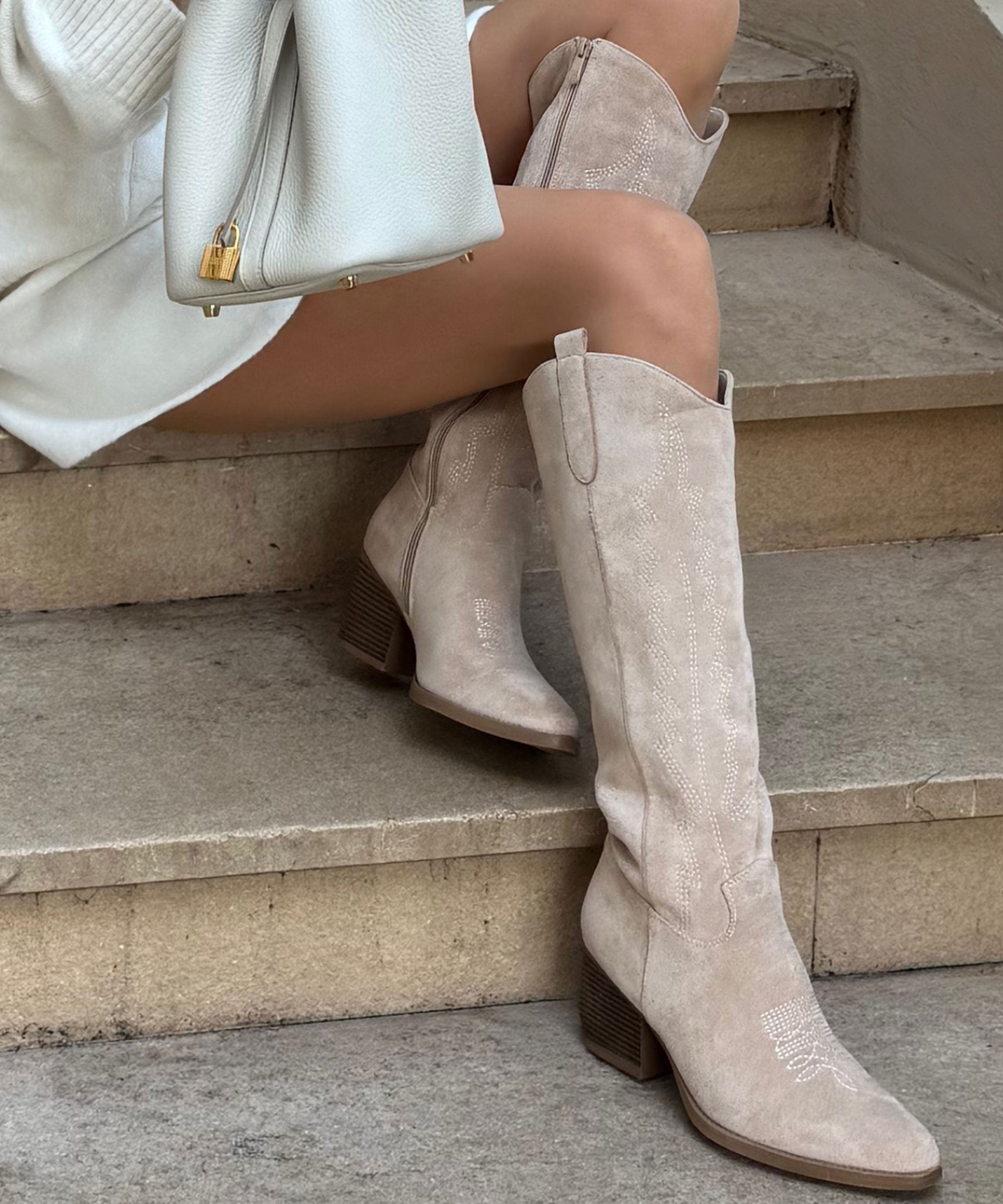 Beige Cowboy Boots | LouLou Couture - LouLou Couture