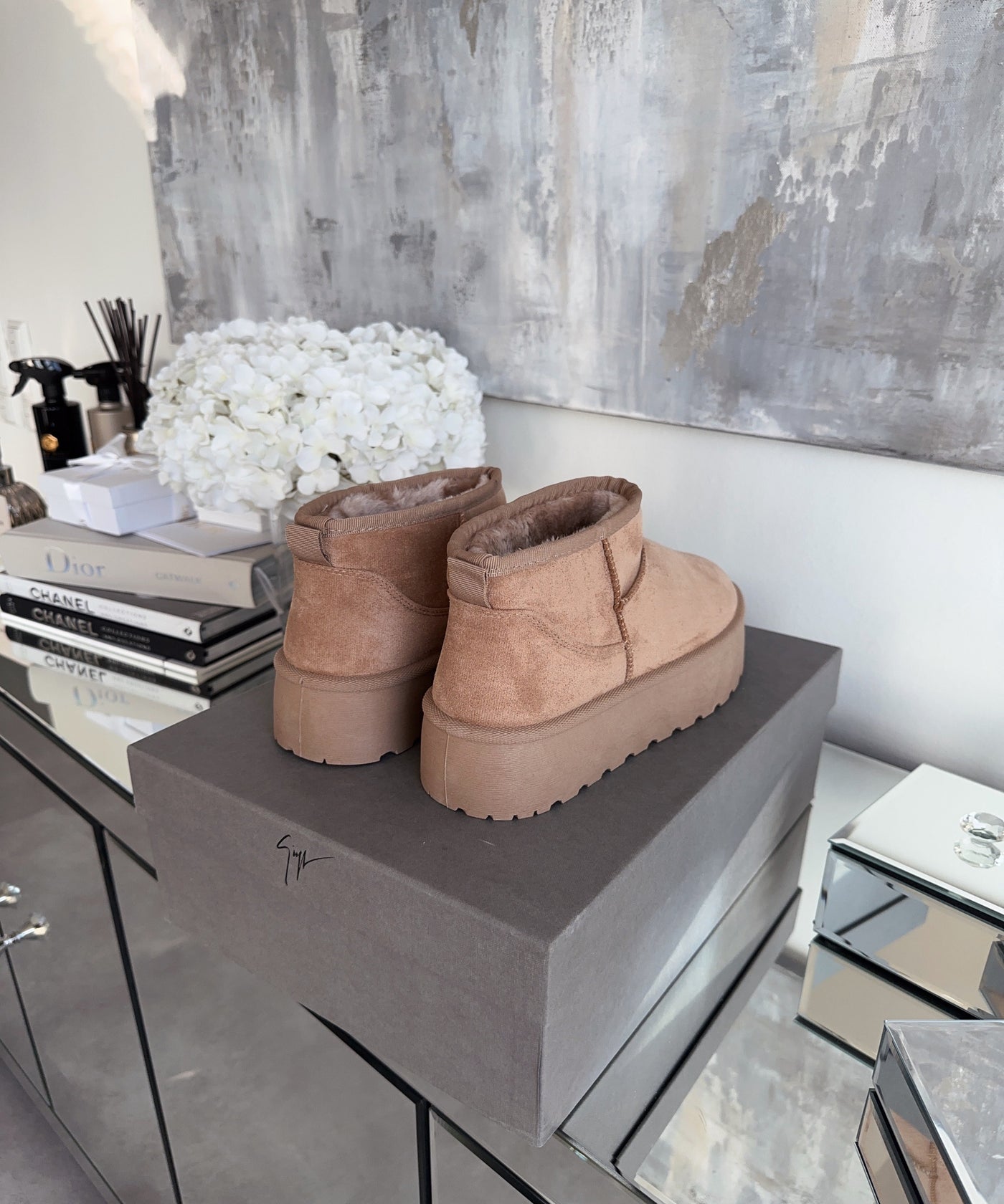 Lined platform boots camel - LouLou Couture