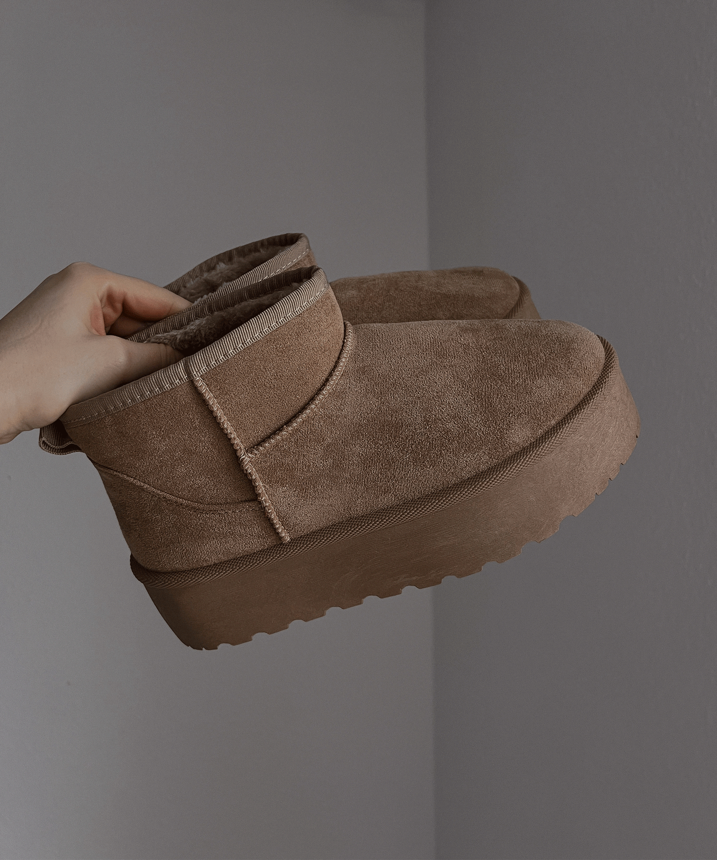 Lined platform boots camel - LouLou Couture