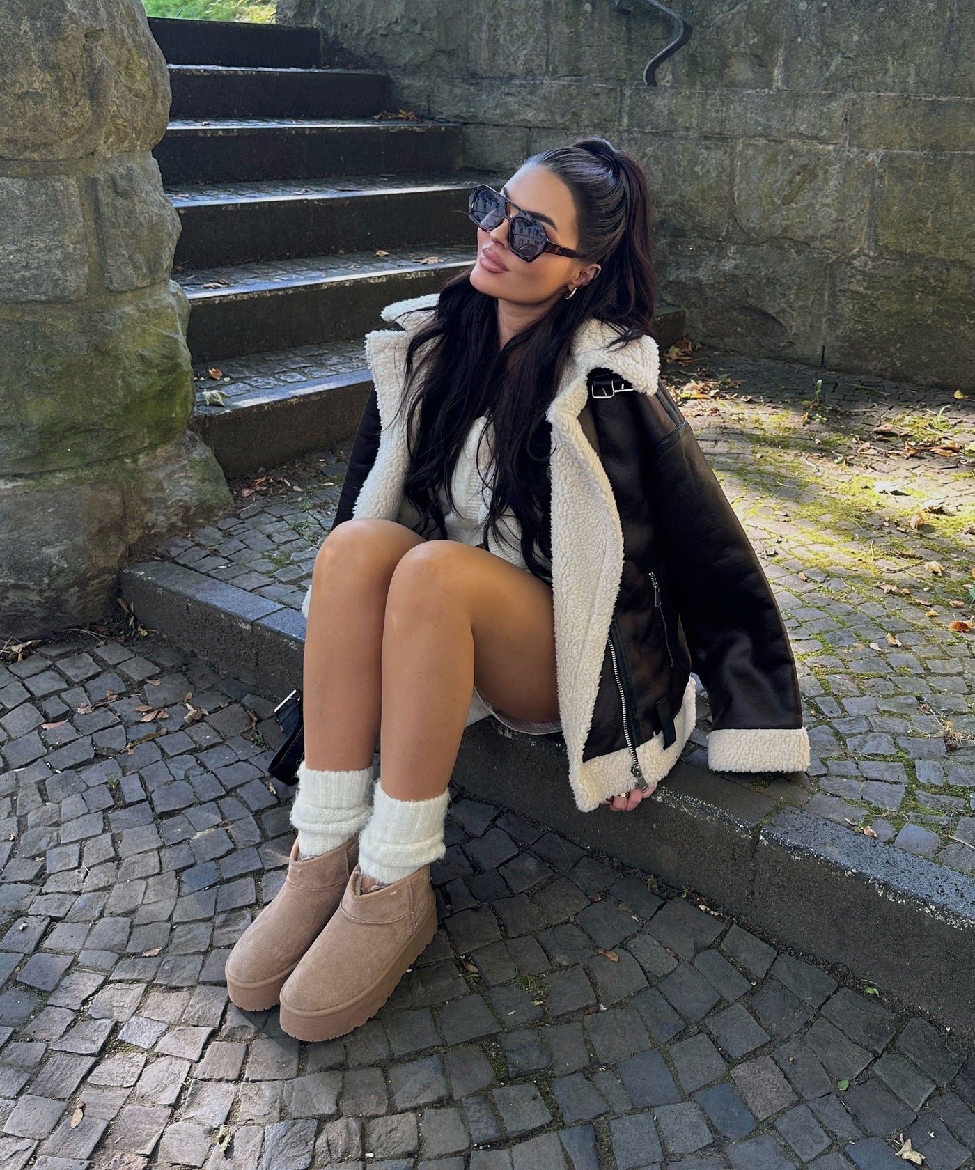 Lined platform boots camel - LouLou Couture