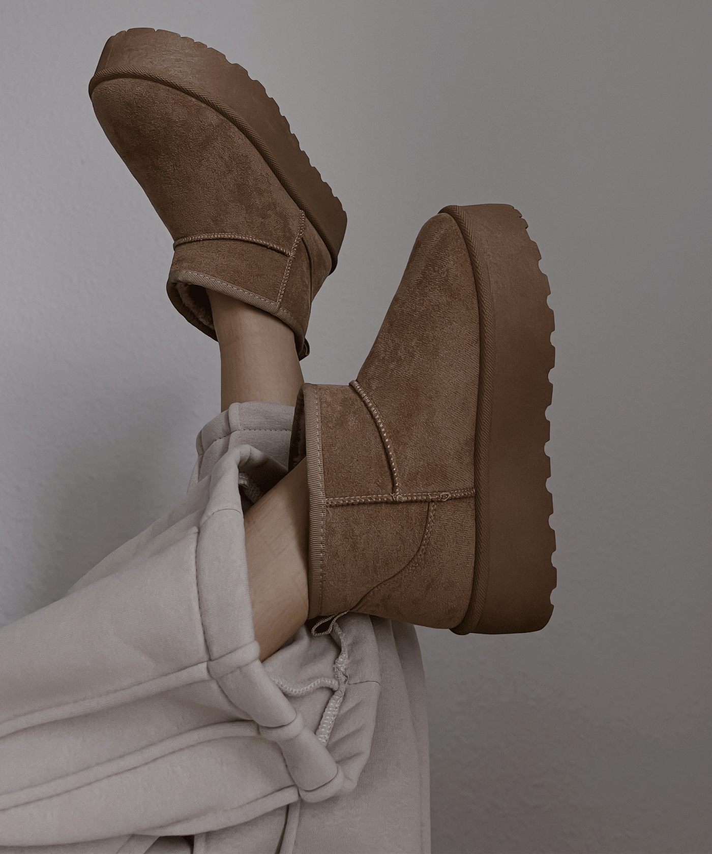 Lined platform boots camel - LouLou Couture