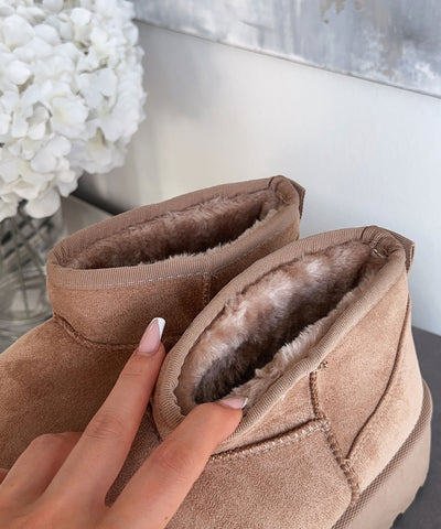 Lined platform boots camel - LouLou Couture