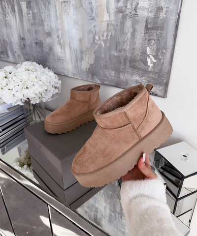 Lined platform boots camel - LouLou Couture